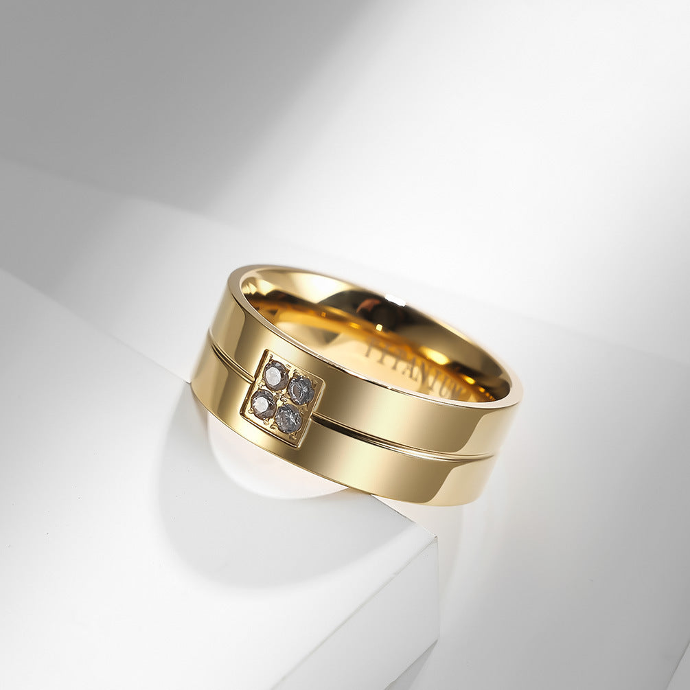 Yellow Gold Titanium Steel Men's Wedding Band